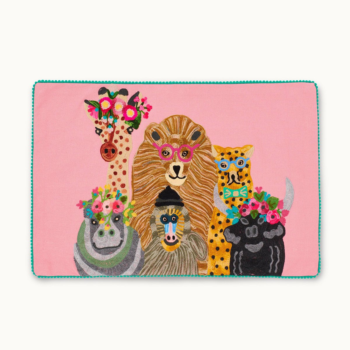 Coussin avec rembourrage animaux sauvages rose