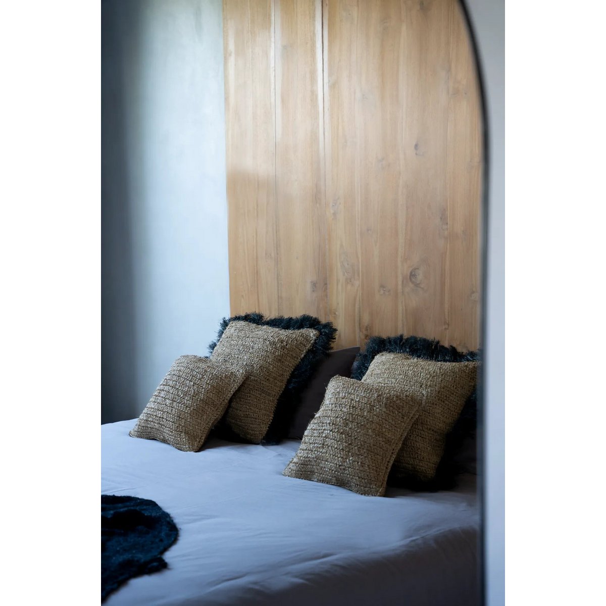 La Housse de Coussin Raphia Carrée - Noir Naturel - 60x60