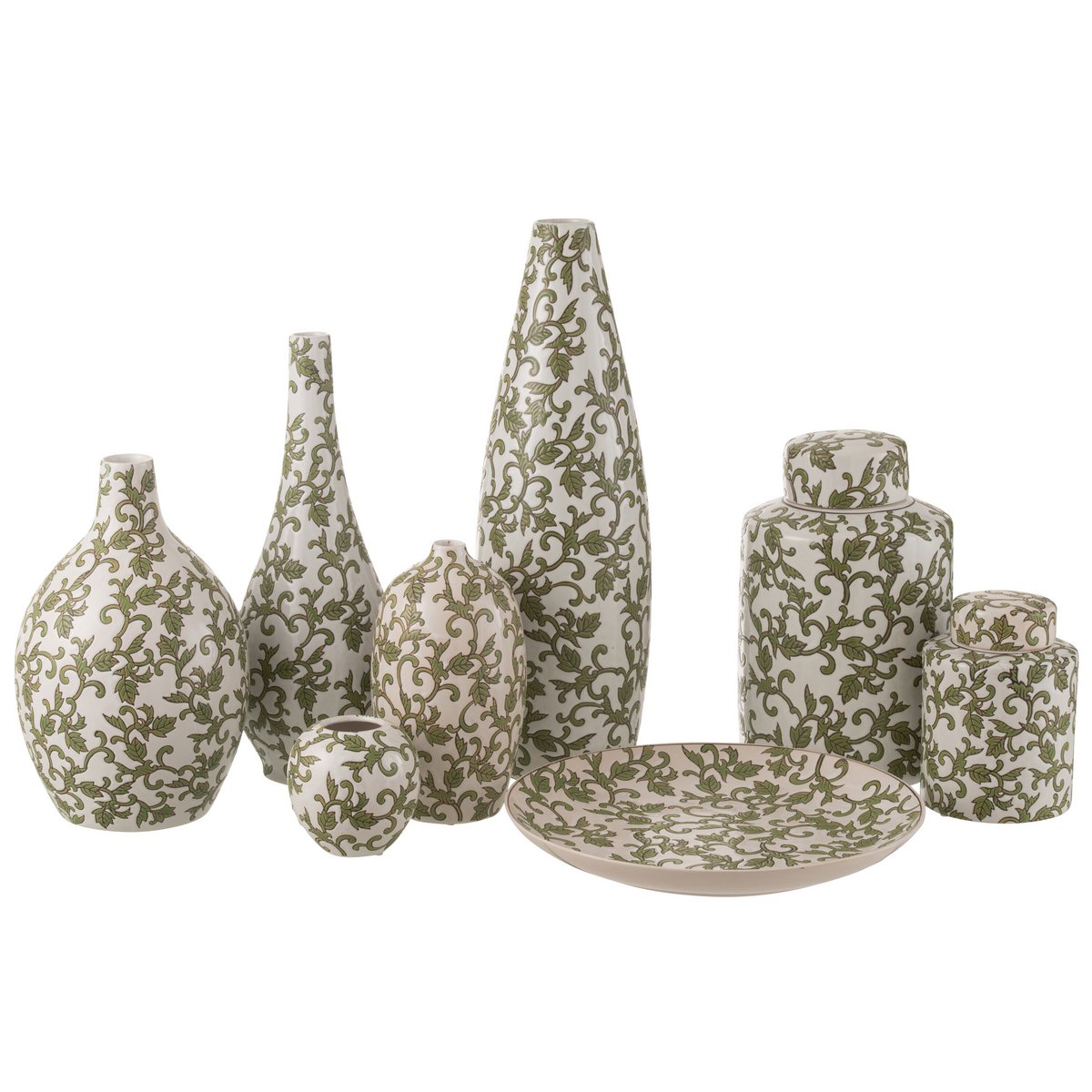 J-Line Vase Yezi Porcelaine Vert/Blanc