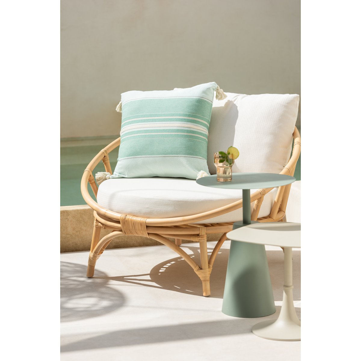 Chaise J-Line + coussin - jute/textile - naturel/blanc