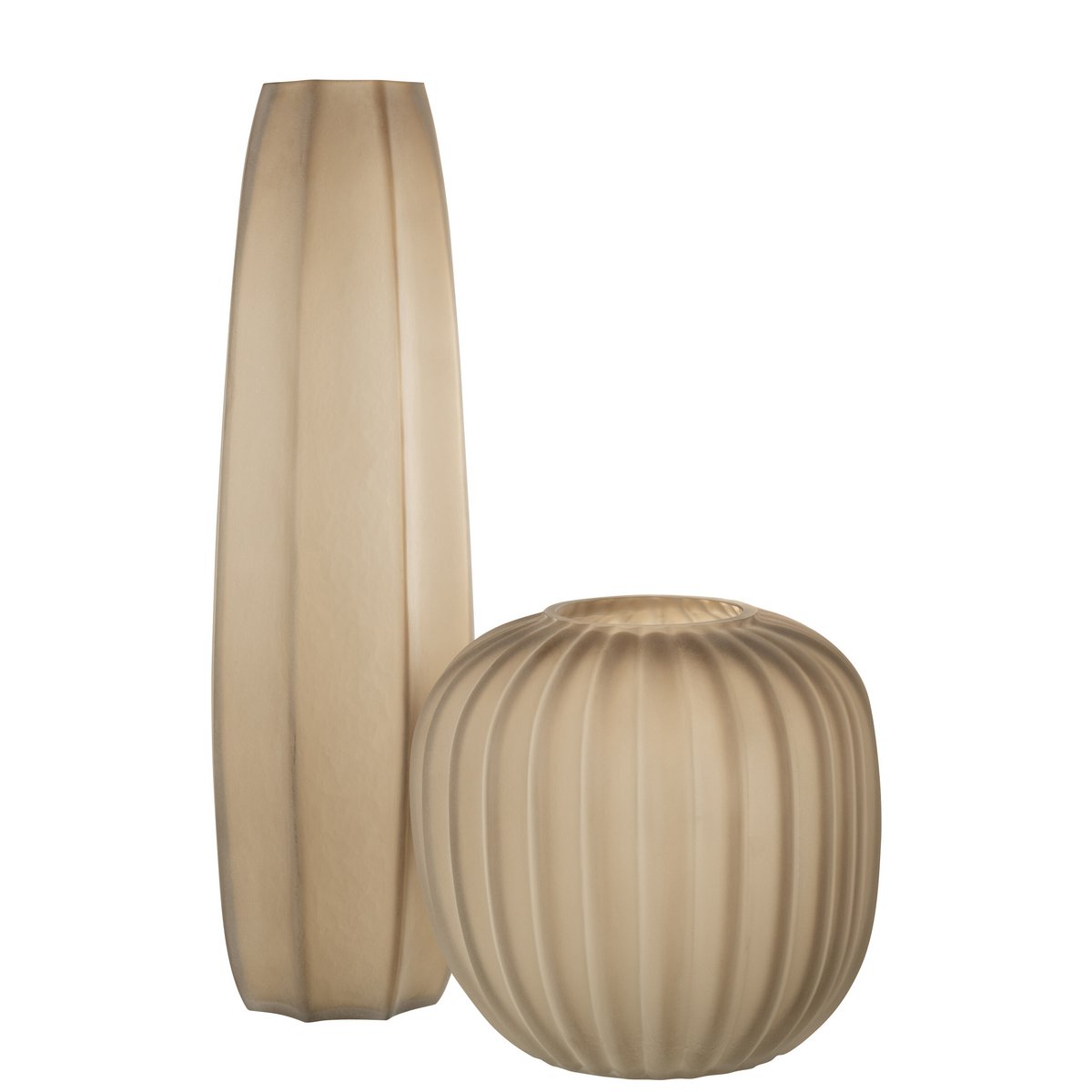Vase J-Line Long Stripe Sand - verre - marron clair