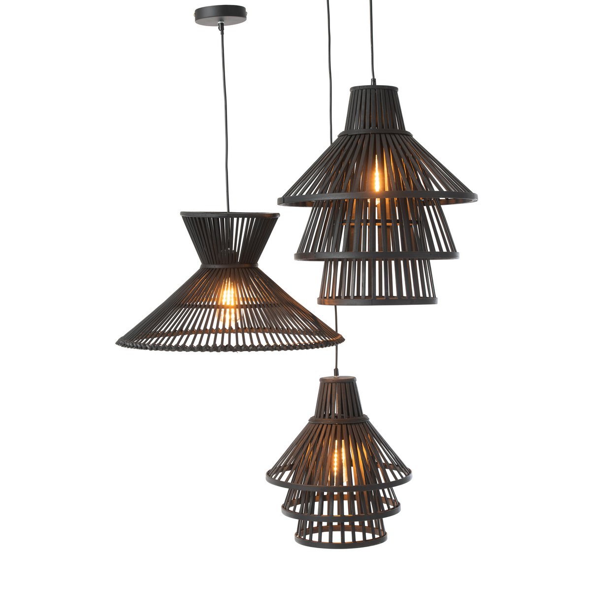 Lampe suspendue J-Line Lagen - bois - noir - petite
