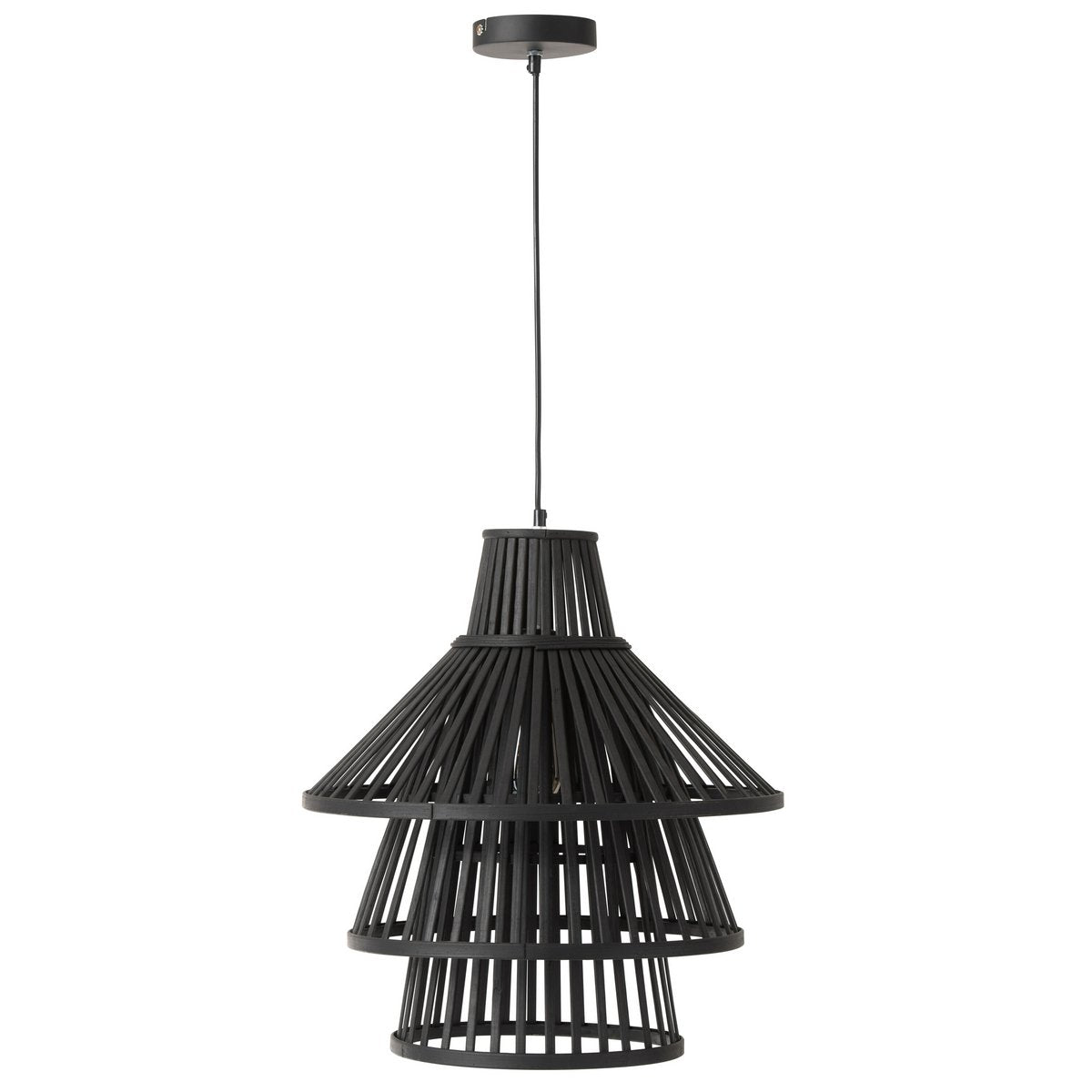 Lampe à suspension J-Line Lagen - bois - noir - grande