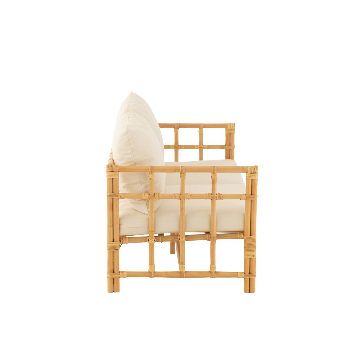 Canapé J-Line Elise + coussin 2 personnes - rotin/textile - naturel/blanc