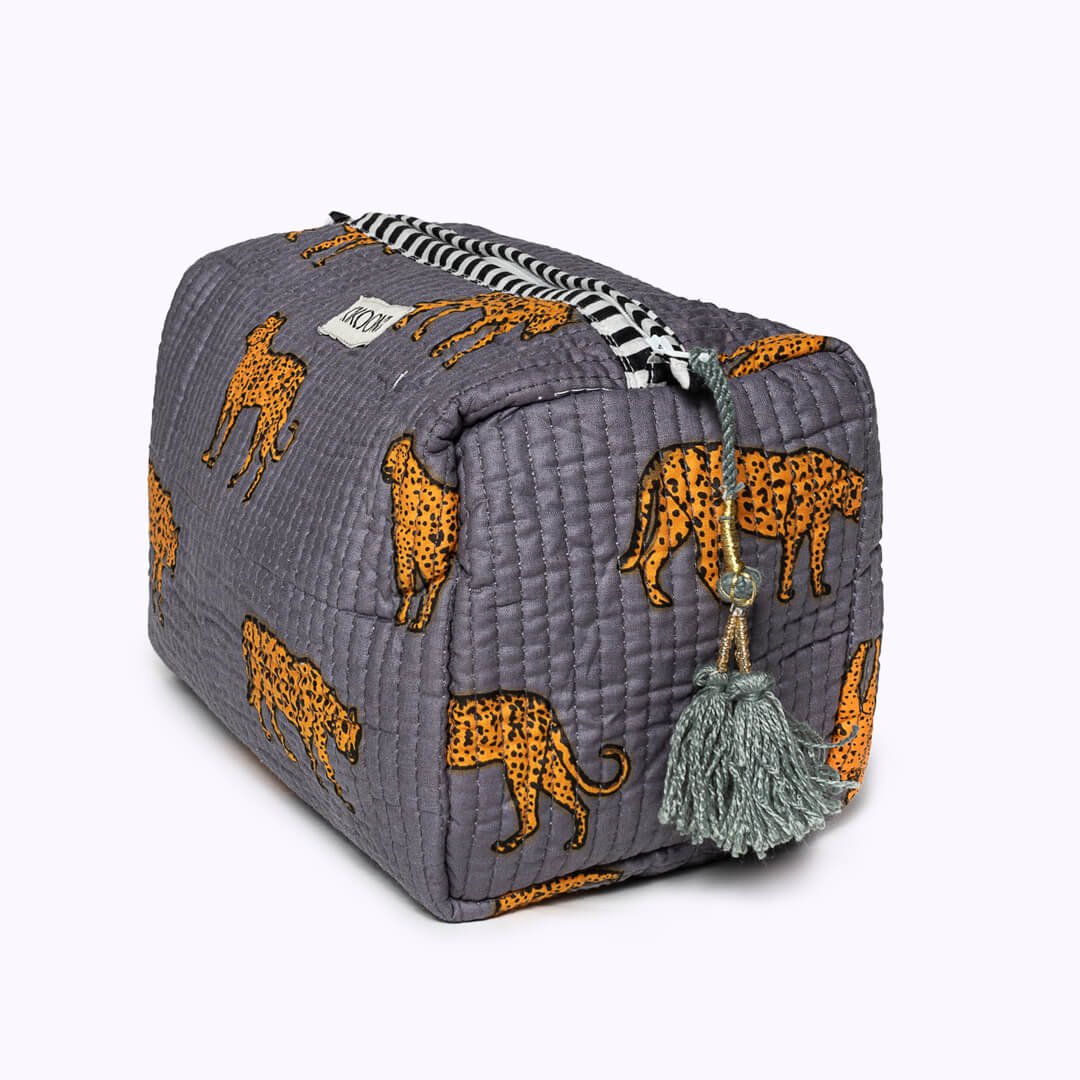 Sac cosmétique "Leopard gris"
