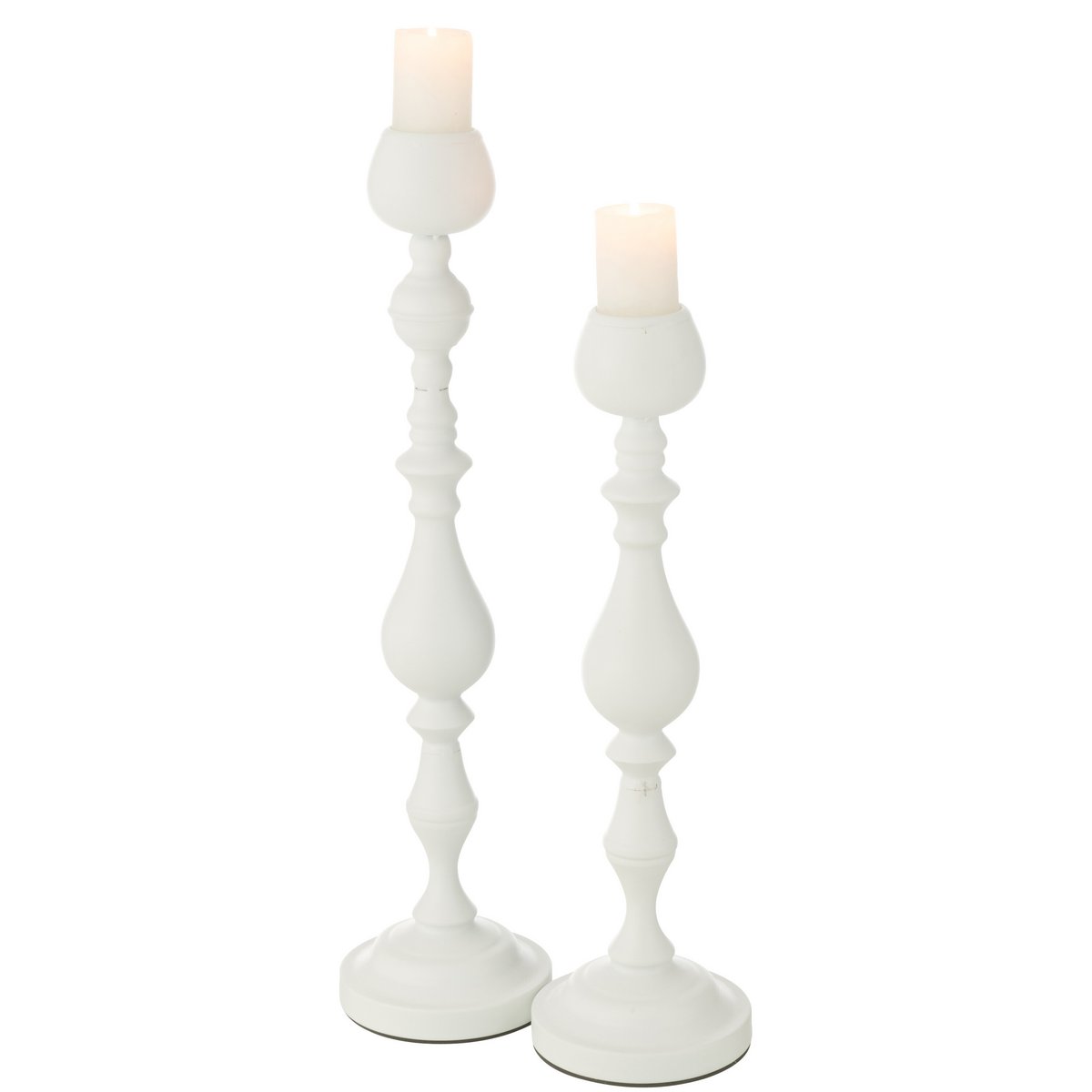J-Line Bougeoir Monarchie Métal Blanc Grand