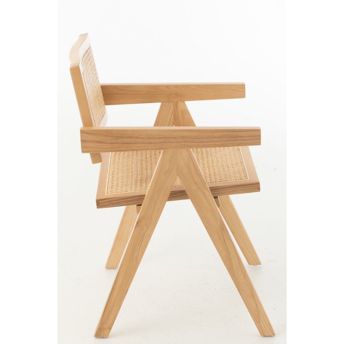 J-Line Chaise Treillis Bois de Frêne/Rotin Naturel