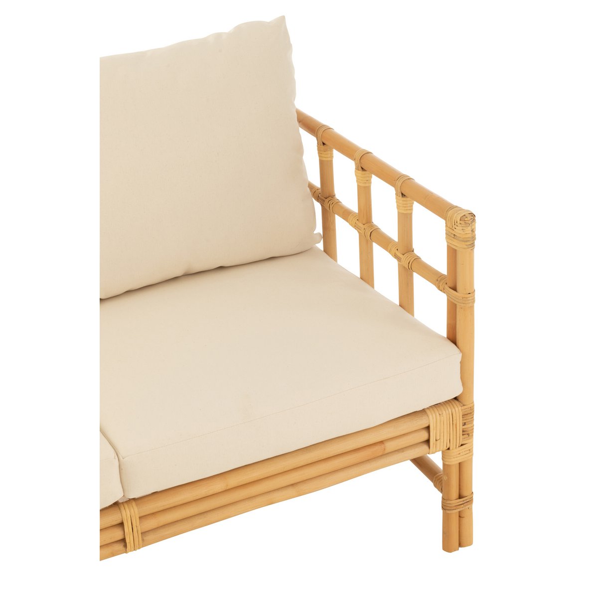 Canapé J-Line Elise + coussin 2 personnes - rotin/textile - naturel/blanc