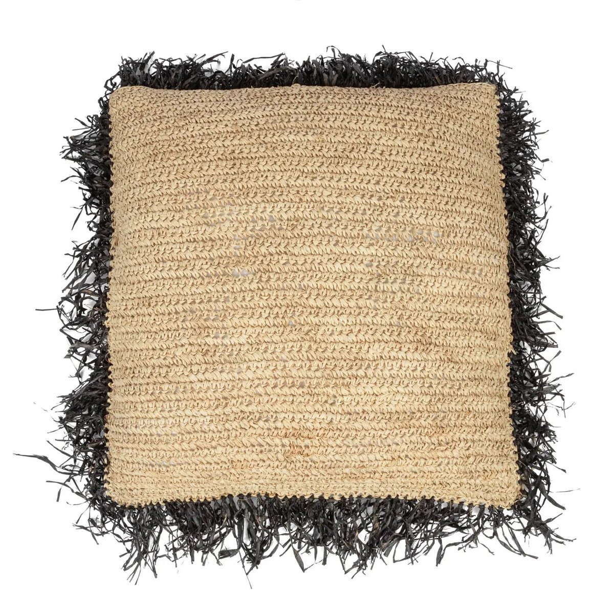 La Housse de Coussin Raphia Carrée - Noir Naturel - 60x60