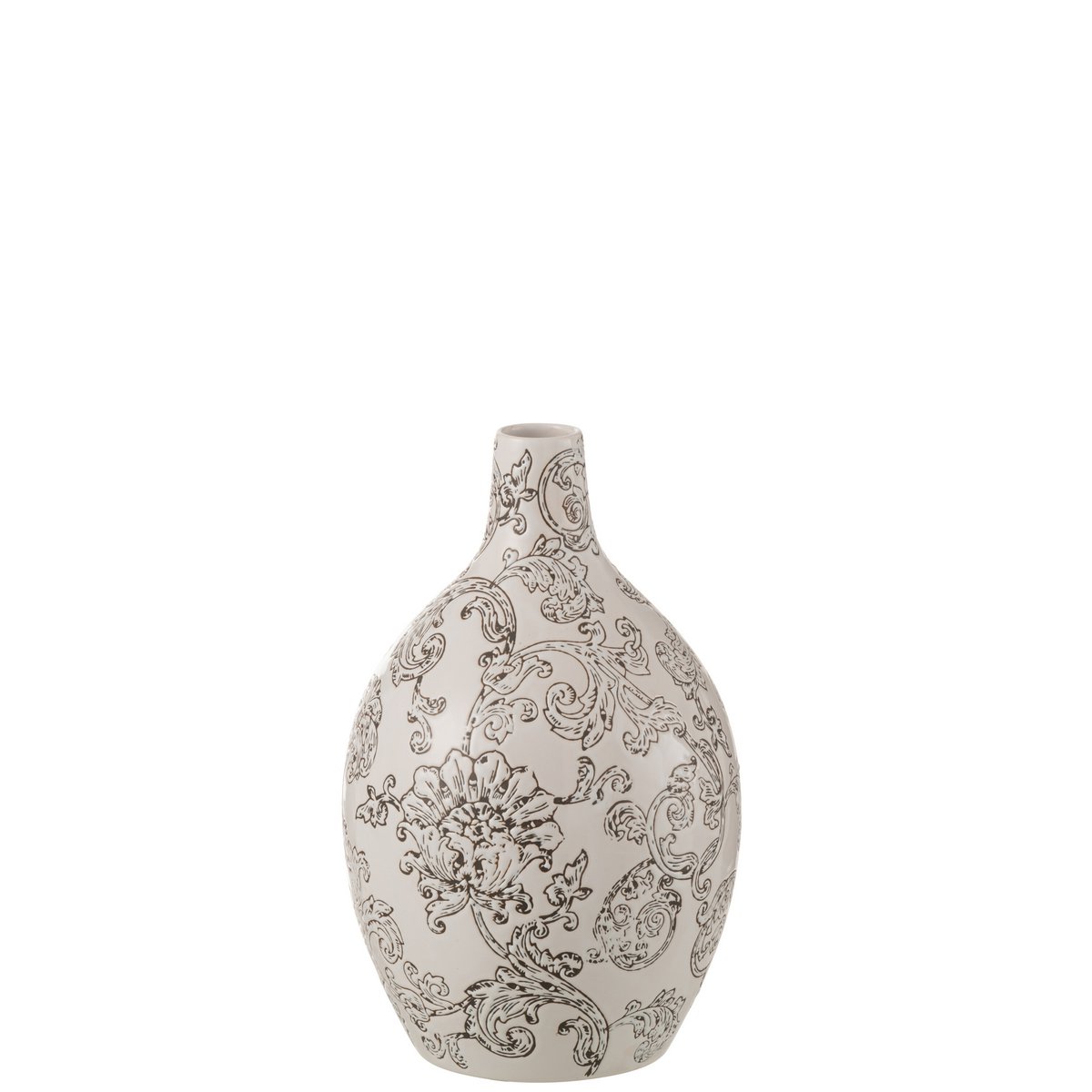 J-Line Vase Zen Rond Porcelaine Blanc/Noir