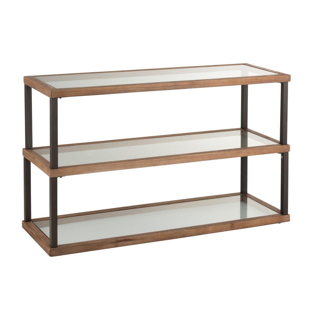Console J-Line 3 Niveaux Verre/Bois Marron
