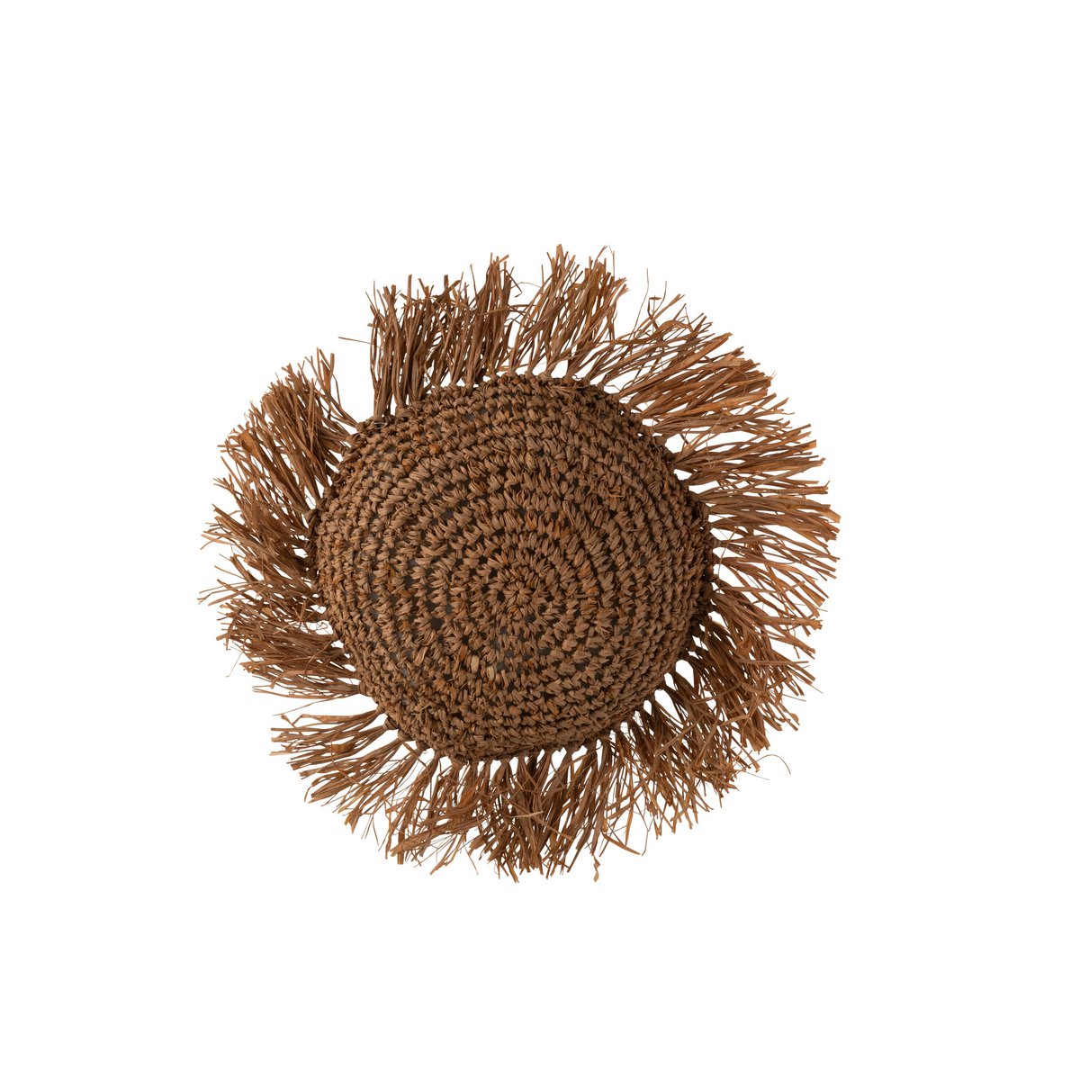 J-Line coussin rond roseau raphia - jute - marron
