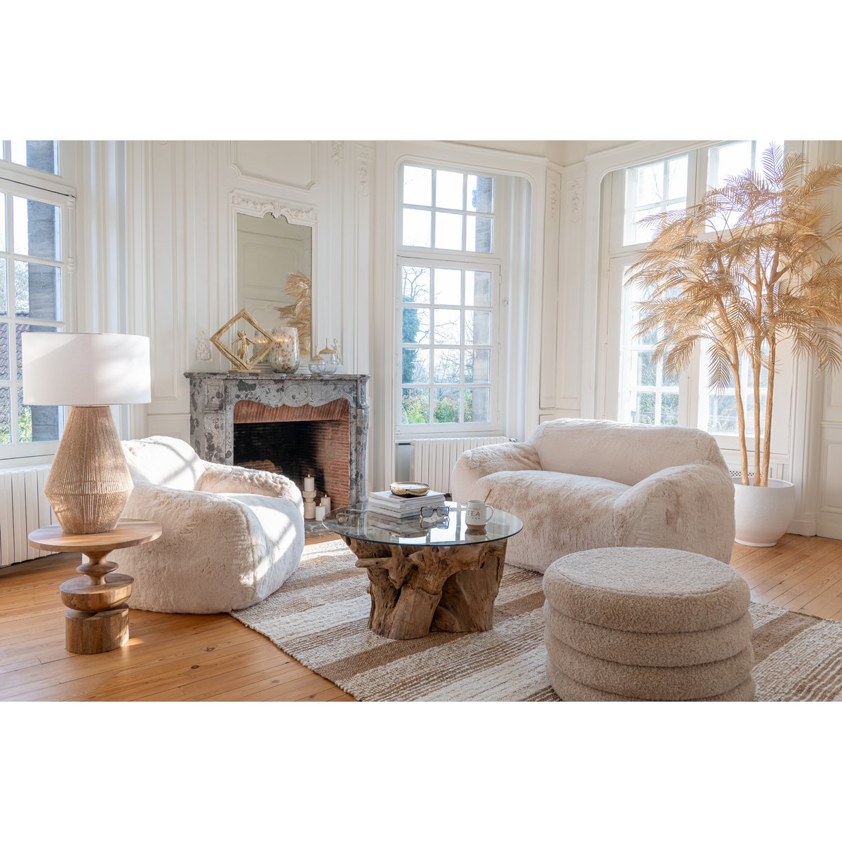 J-Line Canapé Cutie Polyester Crème Grand