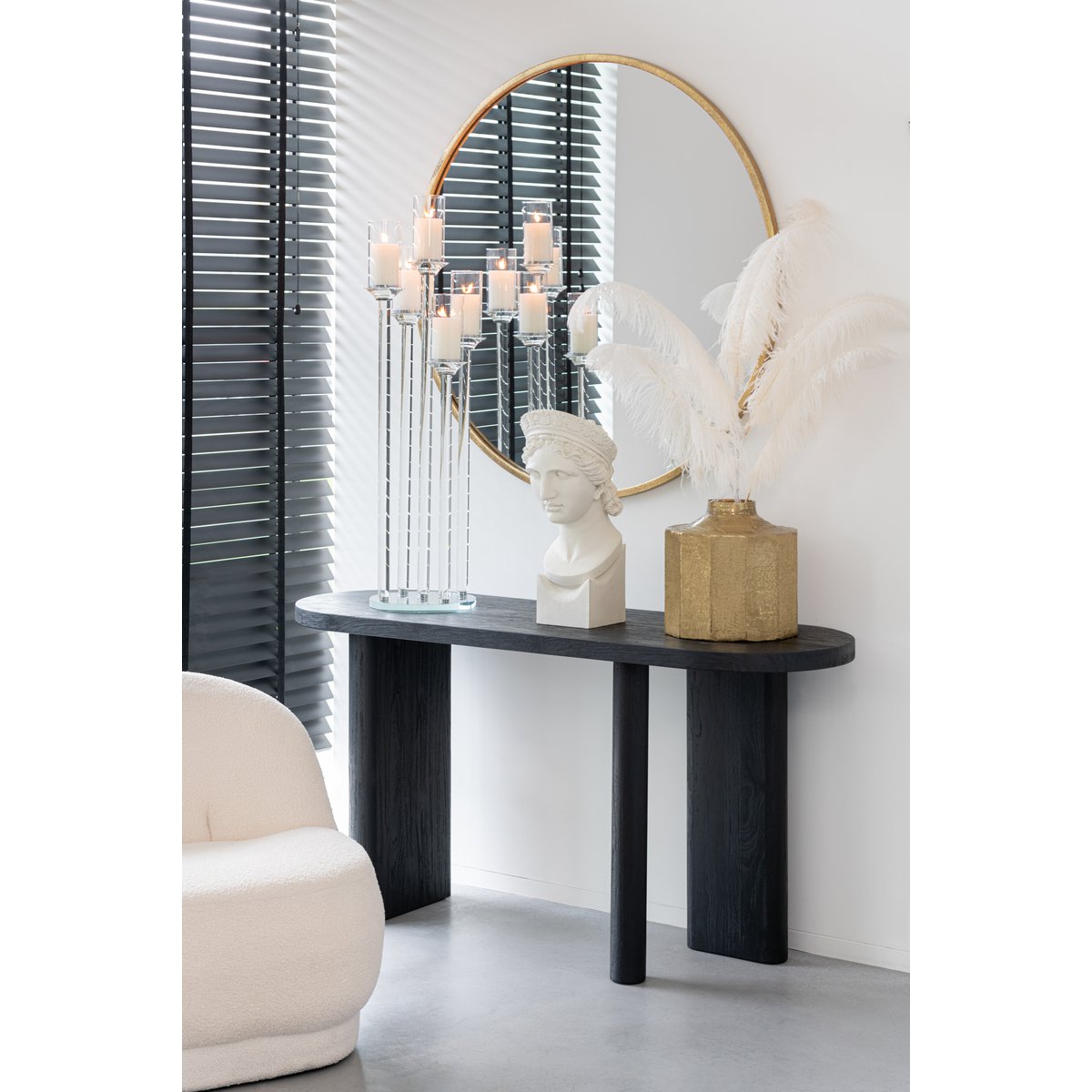 Table J-Line Teck - bois - noir