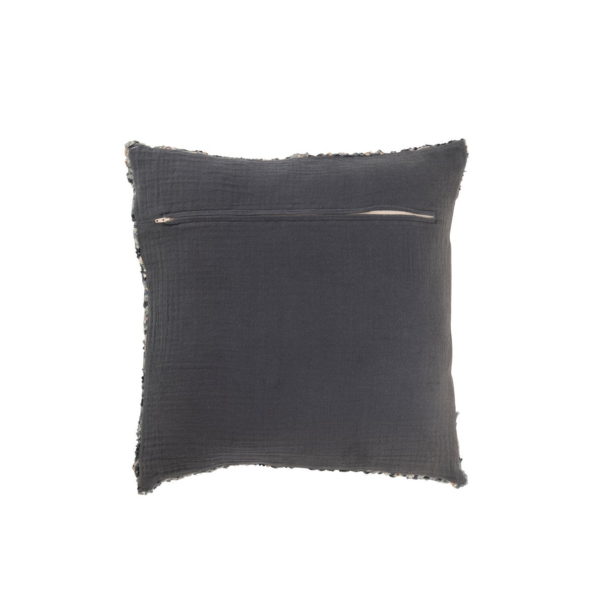 J-Line Coussin Tweed Acrylique Coton Bleu/Blanc