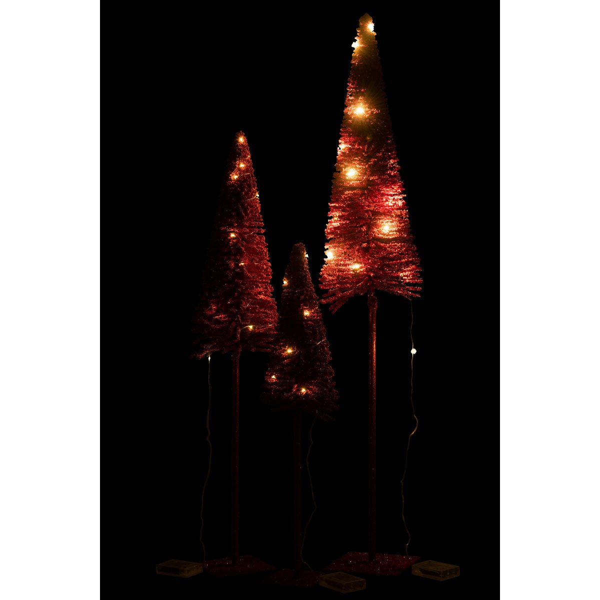 Sapin de Noël J-Line - plastique - rouge - lumières LED - grand