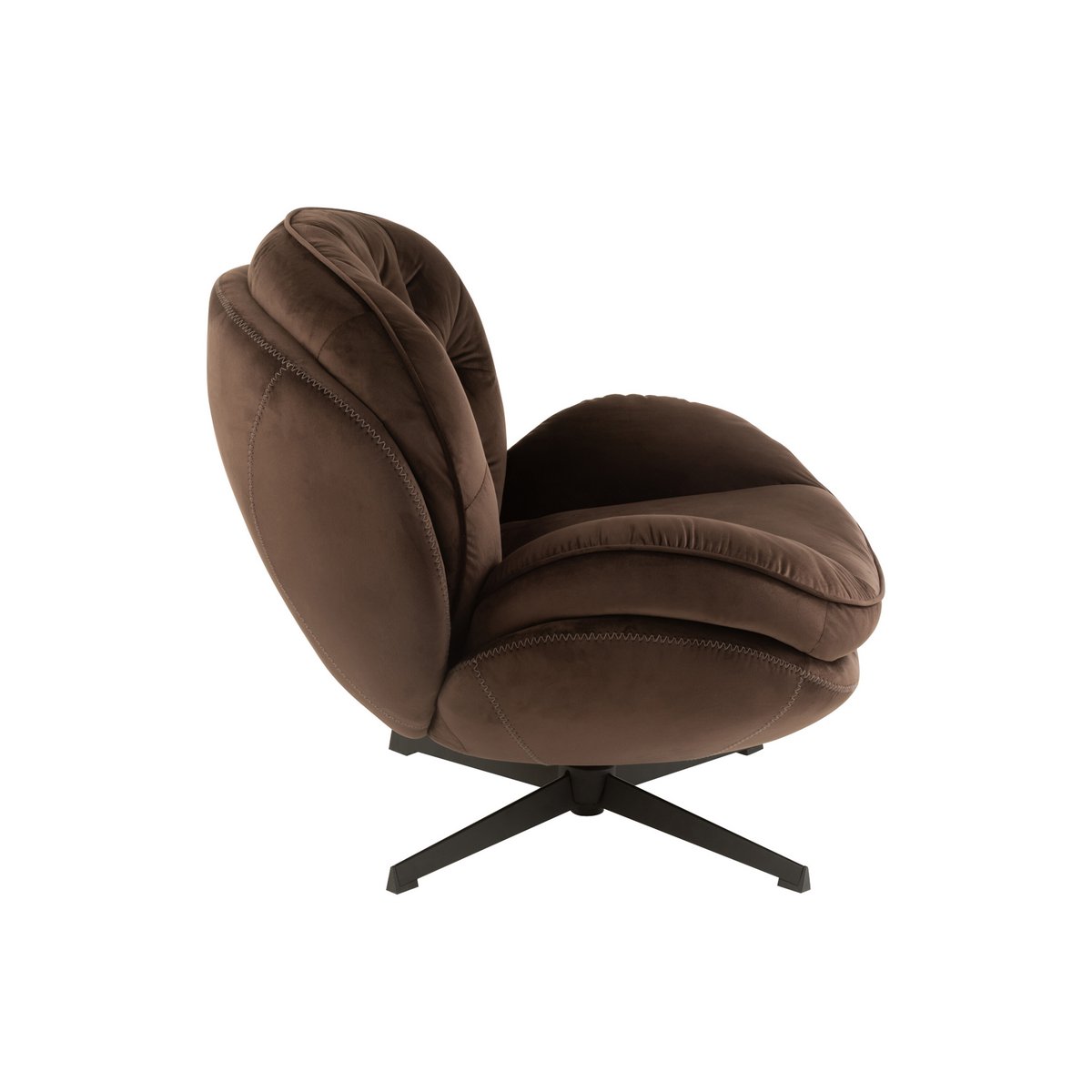 Canapé J-Line Relax -+ repose-pieds - métal/textile - marron foncé