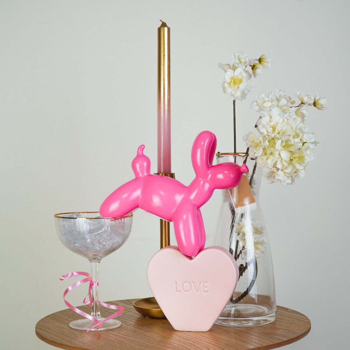 Ornement - Tirelire Ballon Chien - Rose Néon - 17x7x17cm
