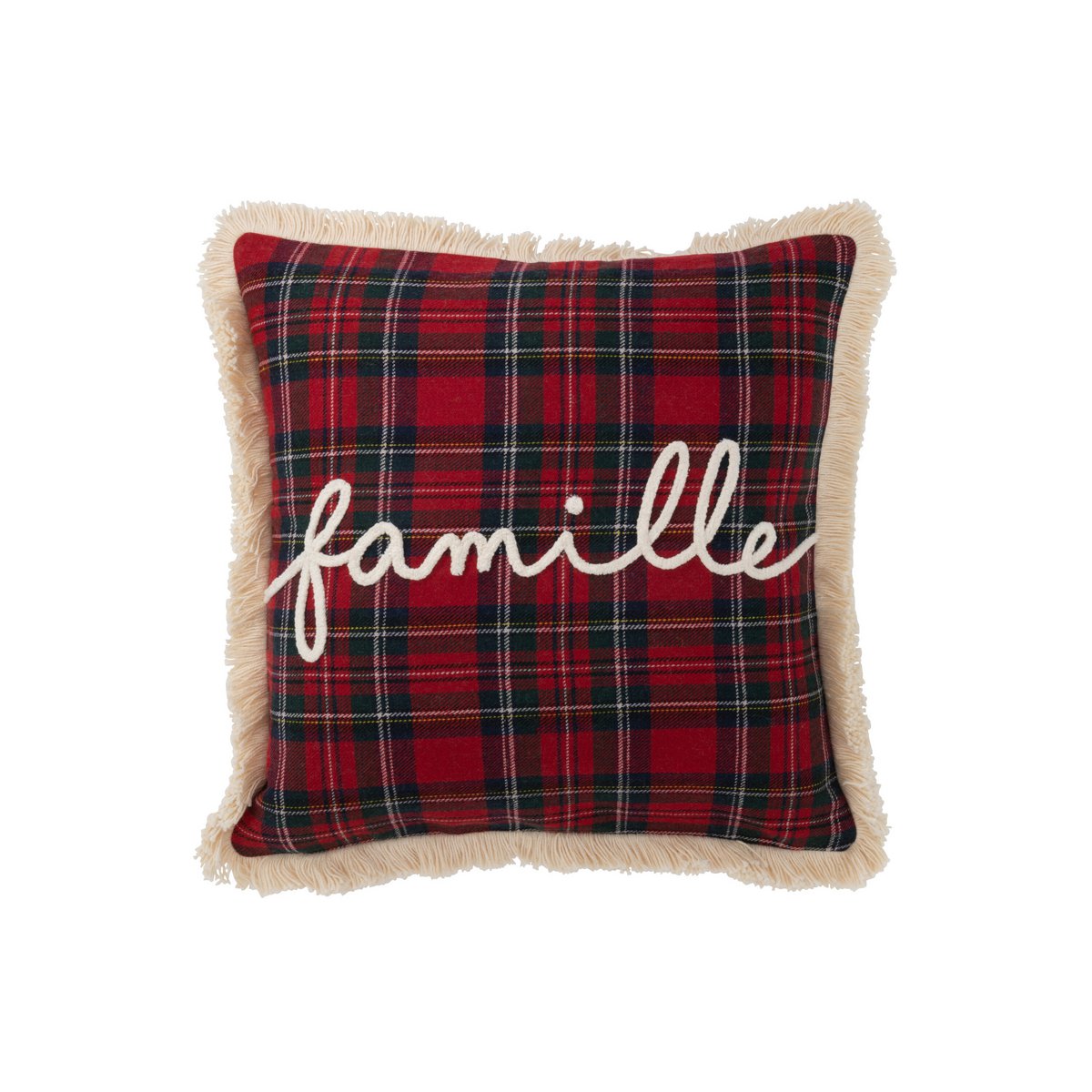 Coussin J-Line Check Famille - polyester - rouge/vert