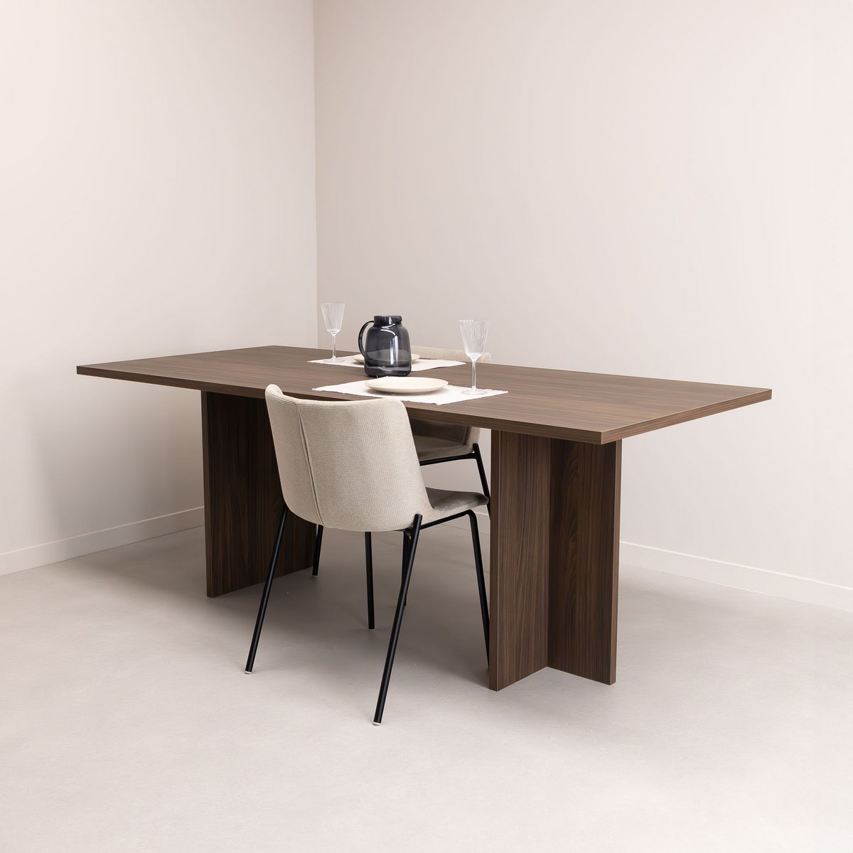 Table à manger Clay 200 x 100cm, coloris marron noyer