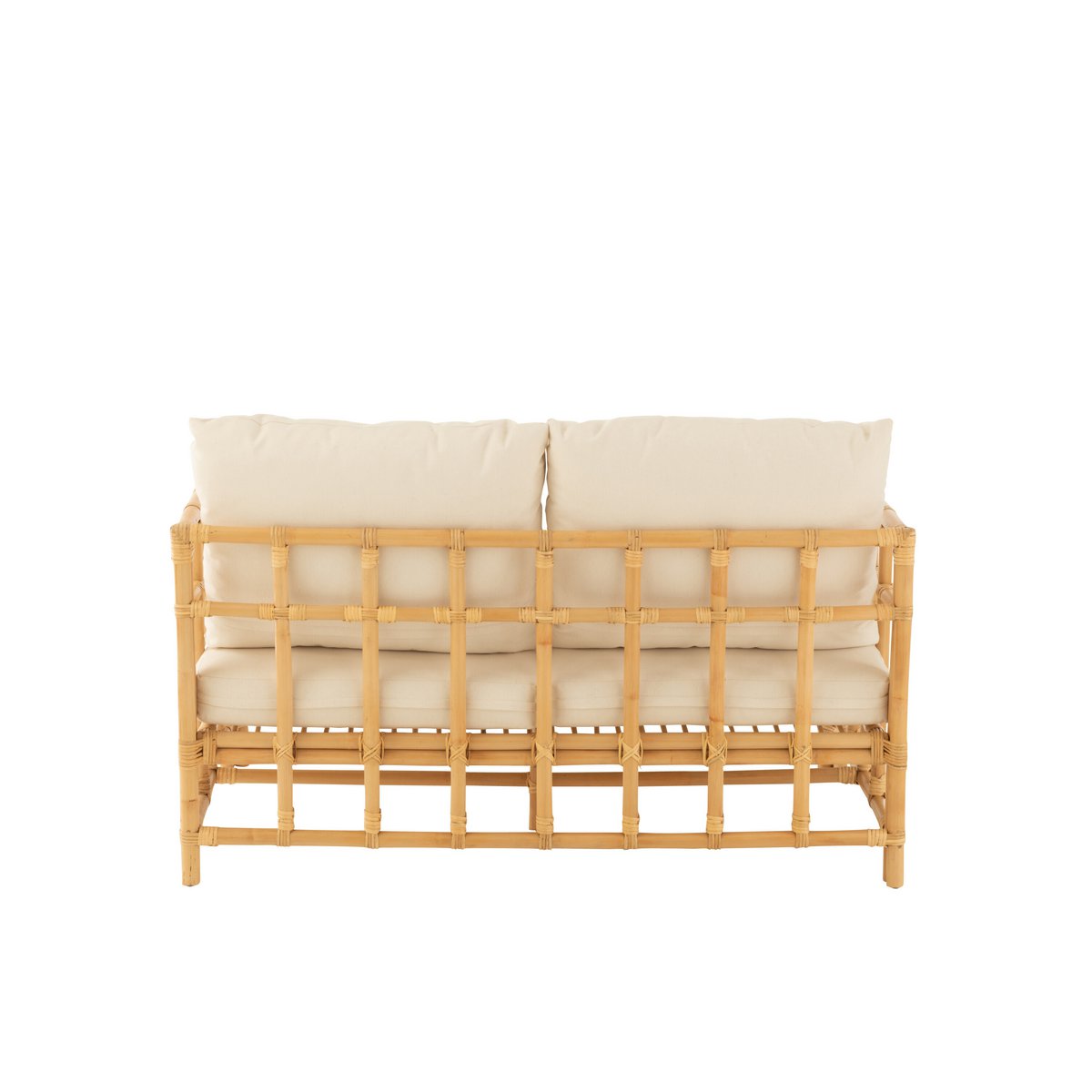 Canapé J-Line Elise + coussin 2 personnes - rotin/textile - naturel/blanc