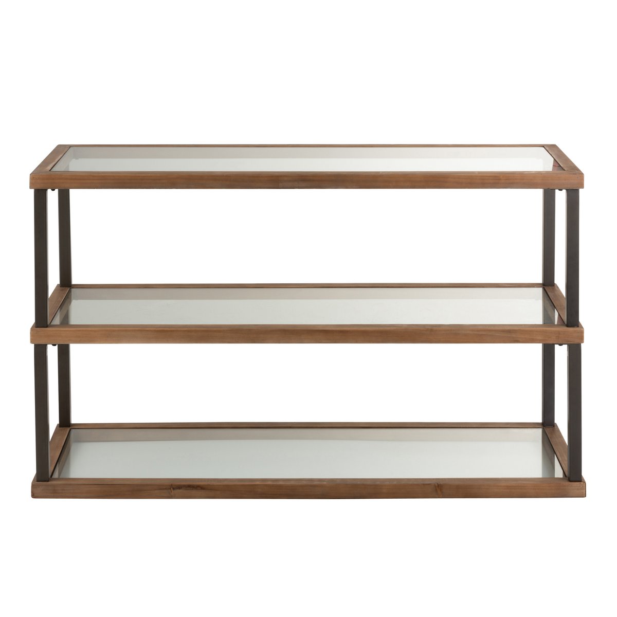 Console J-Line 3 Niveaux Verre/Bois Marron