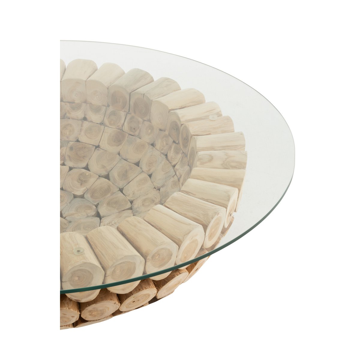 J-Line Table basse Discs ouverte en bois de teck naturel/verre
