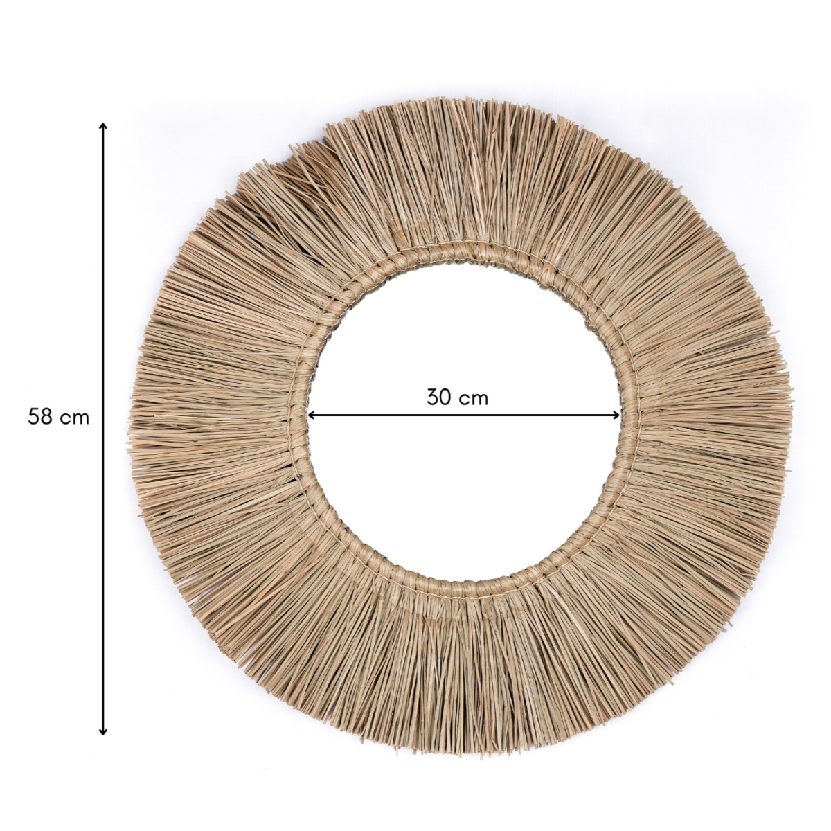 Miroir mural rond en jonc de mer de 60 cm de diamètre RIMBA