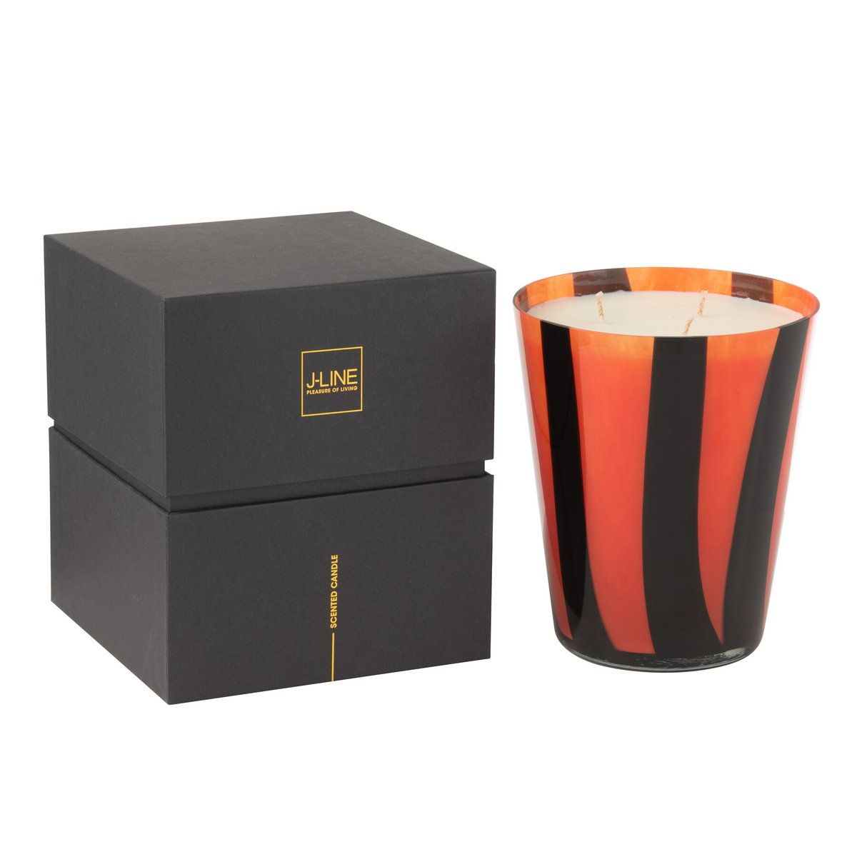 Bougie parfumée J-Line Noa stripes - orange - grande - 95U