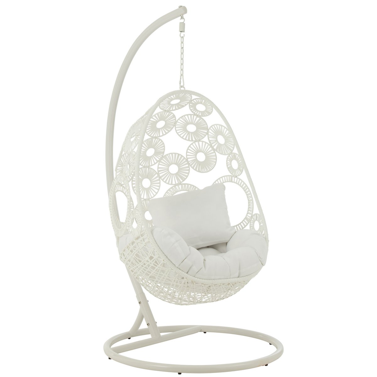 J-Line Chaise Suspendue + Coussins Bula Métal/Cannage Blanc