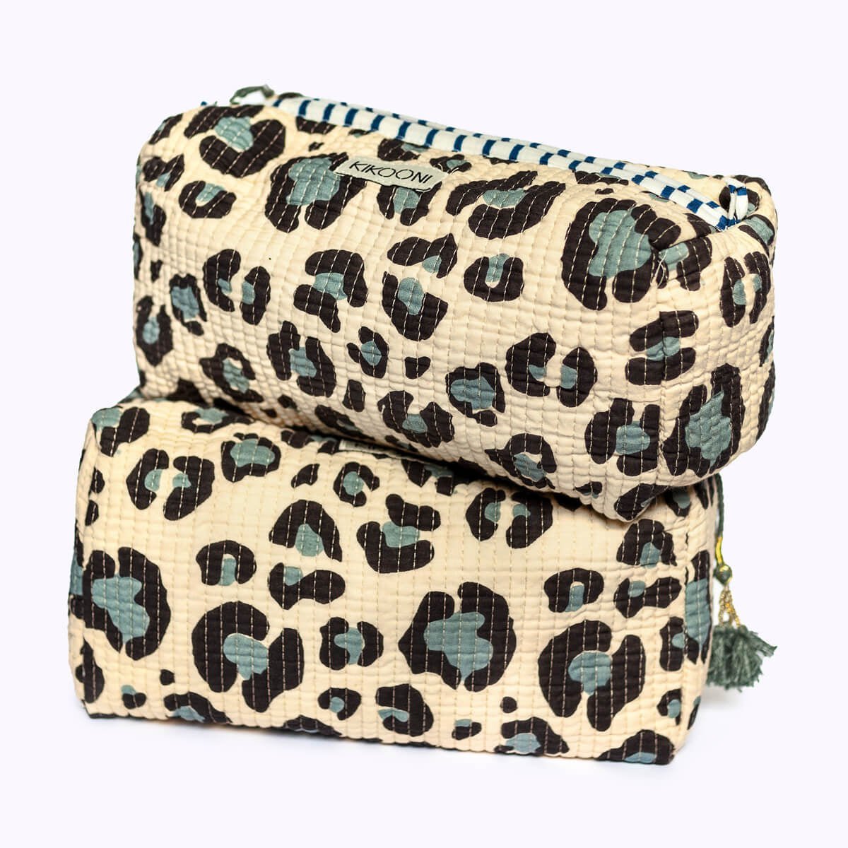 sac cosmétique fait main "Blue Leo"