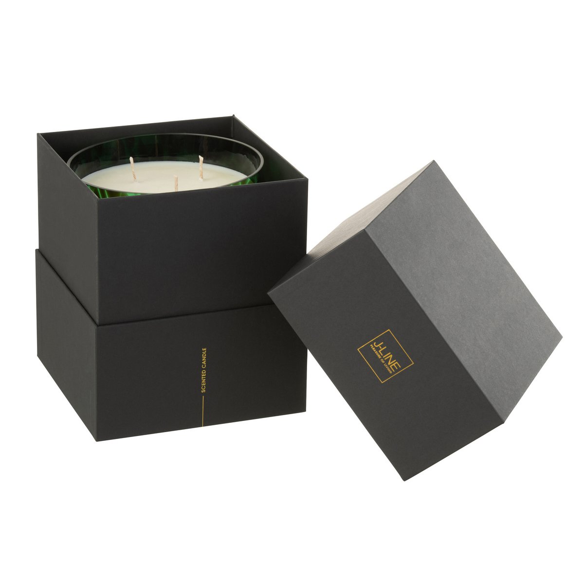 Bougie parfumée J-Line Noa - Bois de santal - verre - go - grande - 95U