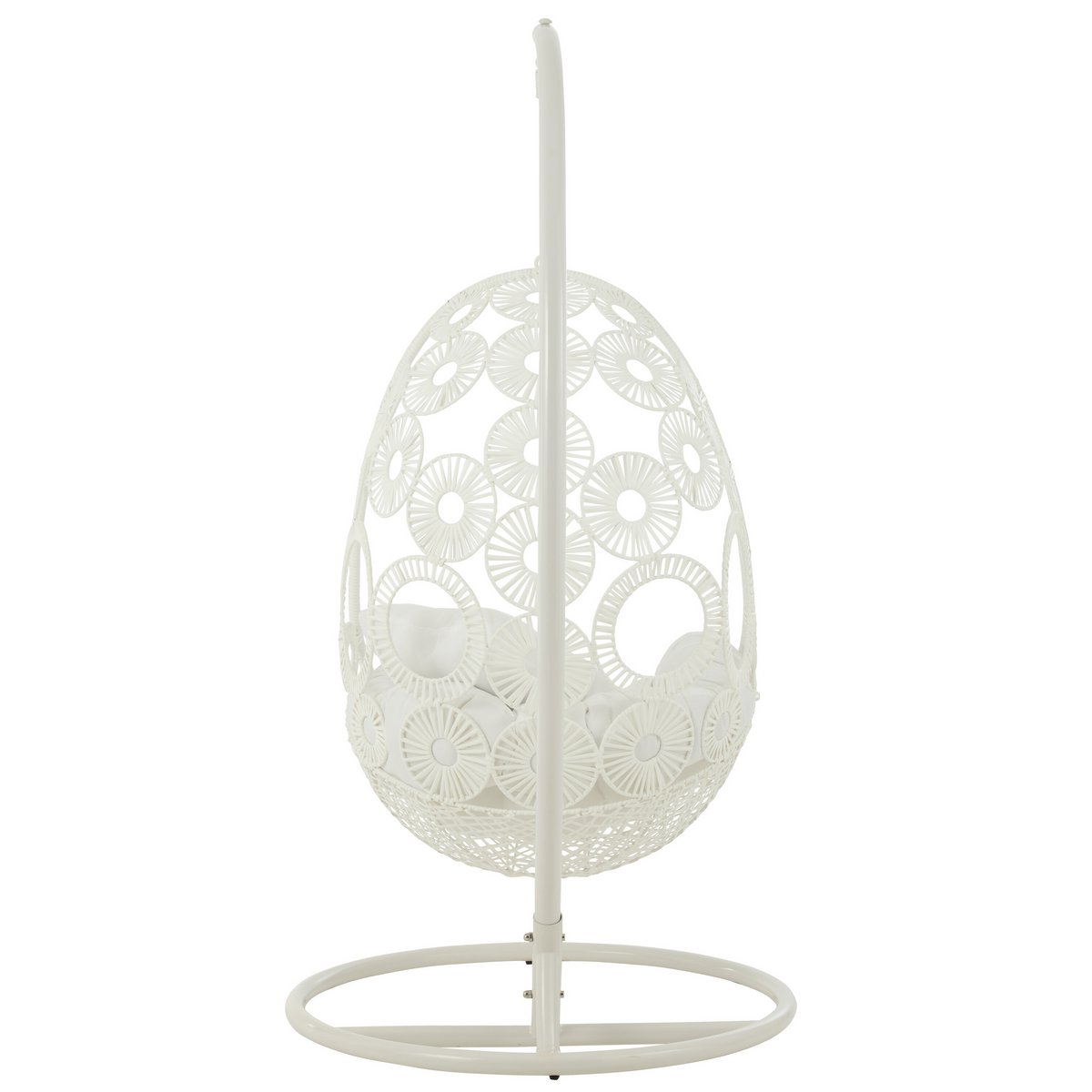 J-Line Chaise Suspendue + Coussins Bula Métal/Cannage Blanc
