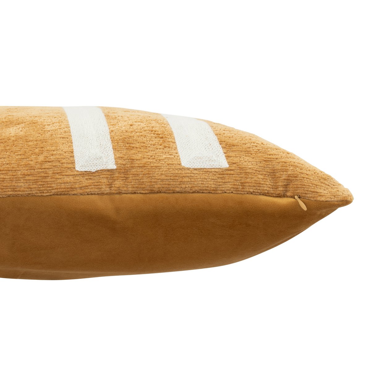Coussin J-Line chenille + motif - polyester - ocre/blanc