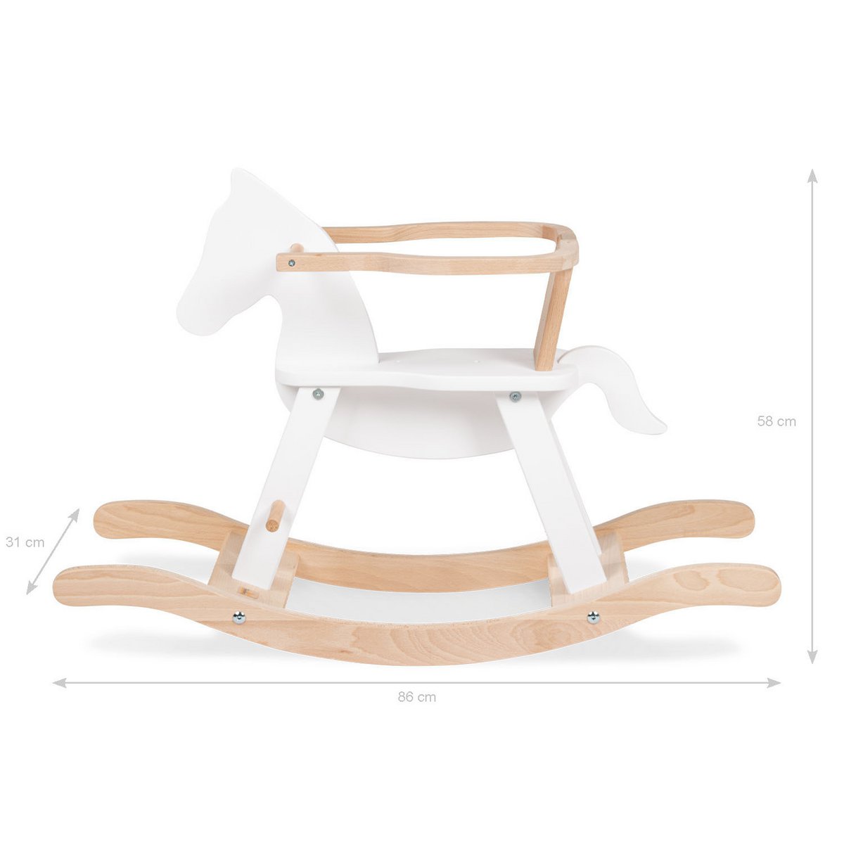 Cheval à bascule 'Pinolino' avec anneau, blanc/naturel