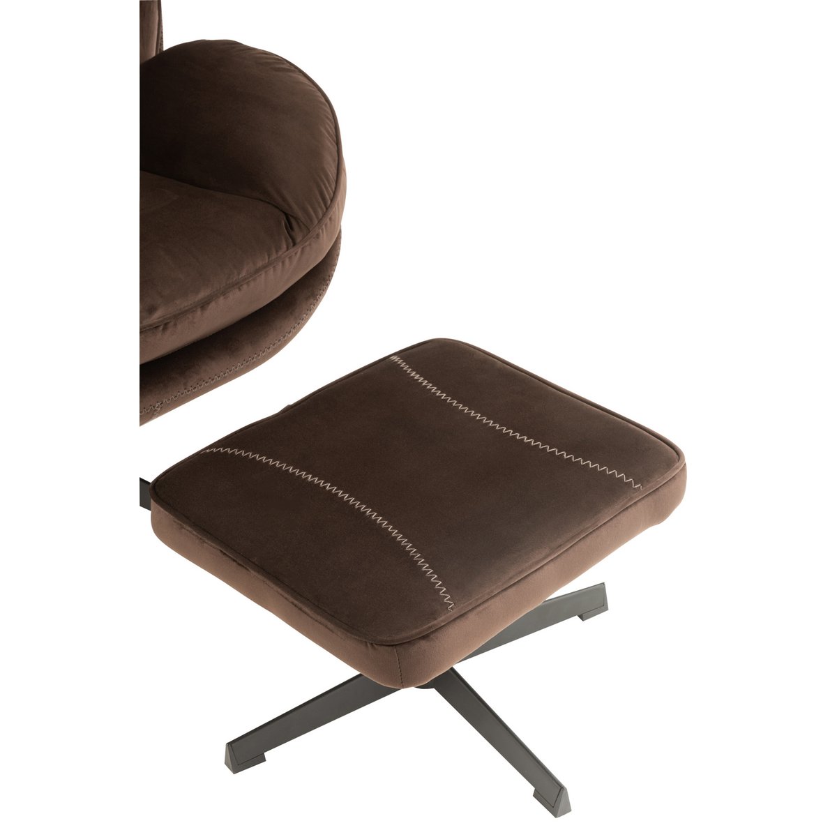 Canapé J-Line Relax -+ repose-pieds - métal/textile - marron foncé