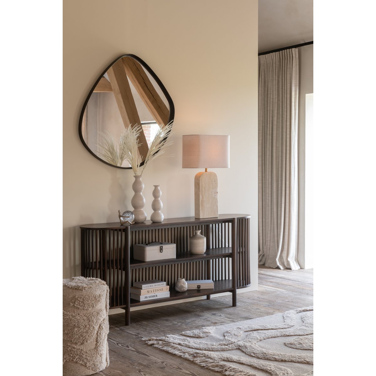 Console J-Line 2 planches Conie en manguier marron foncé