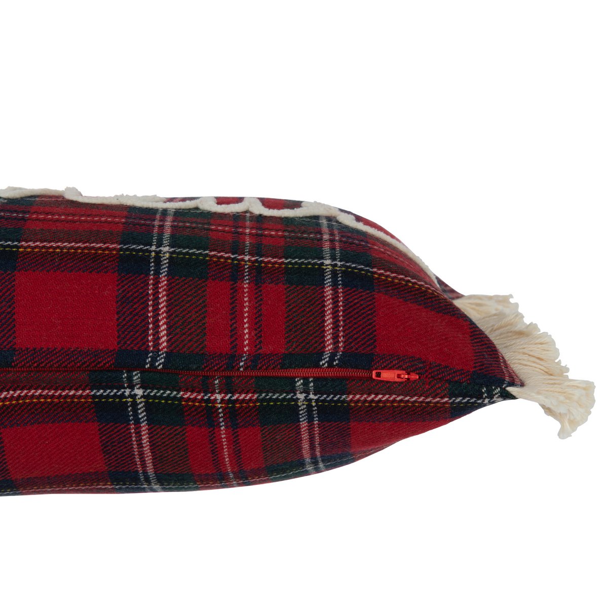 Coussin J-Line Check Bonheur - polyester - rouge/vert