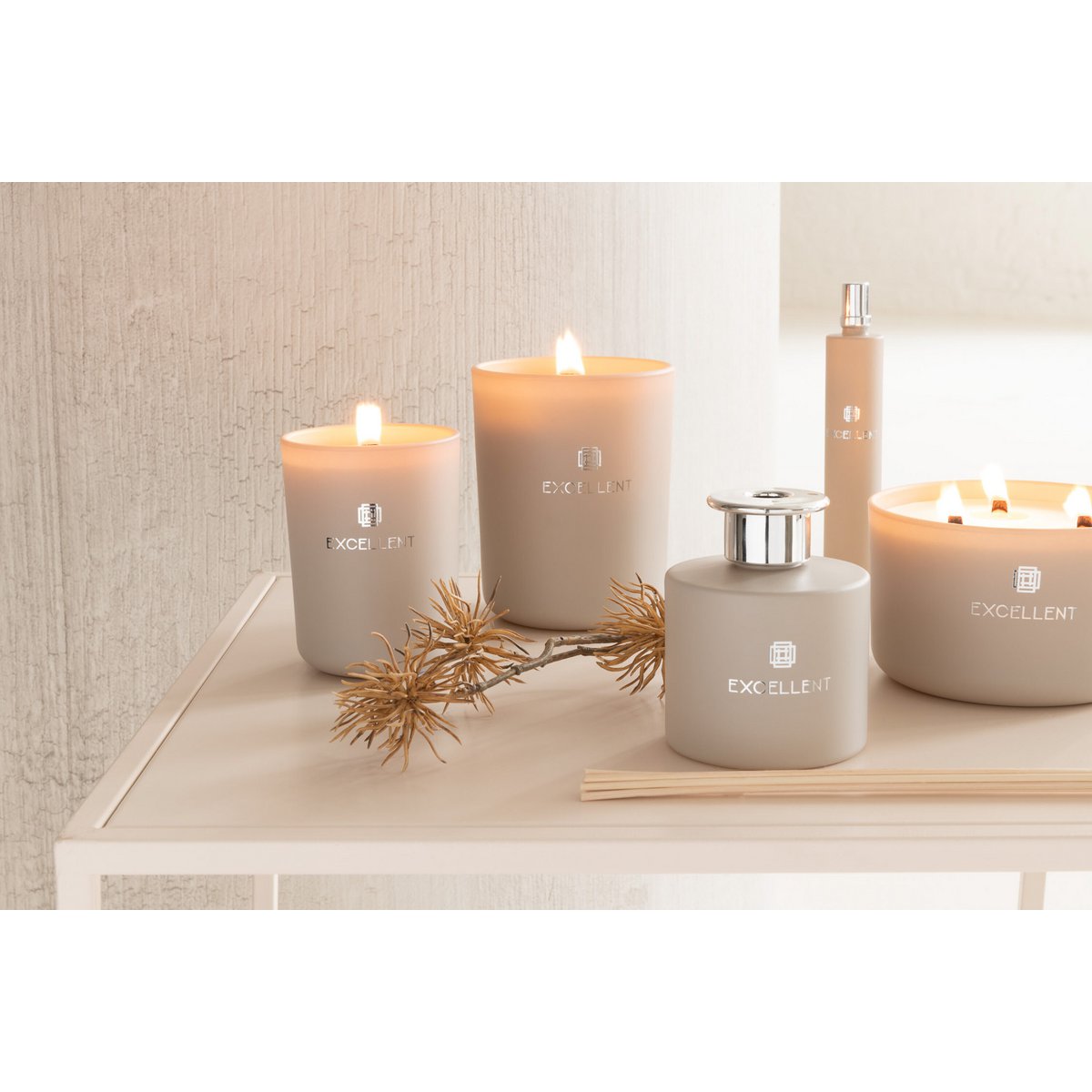 J-Line huisparfum Excellent - Muguet - verre - beige
