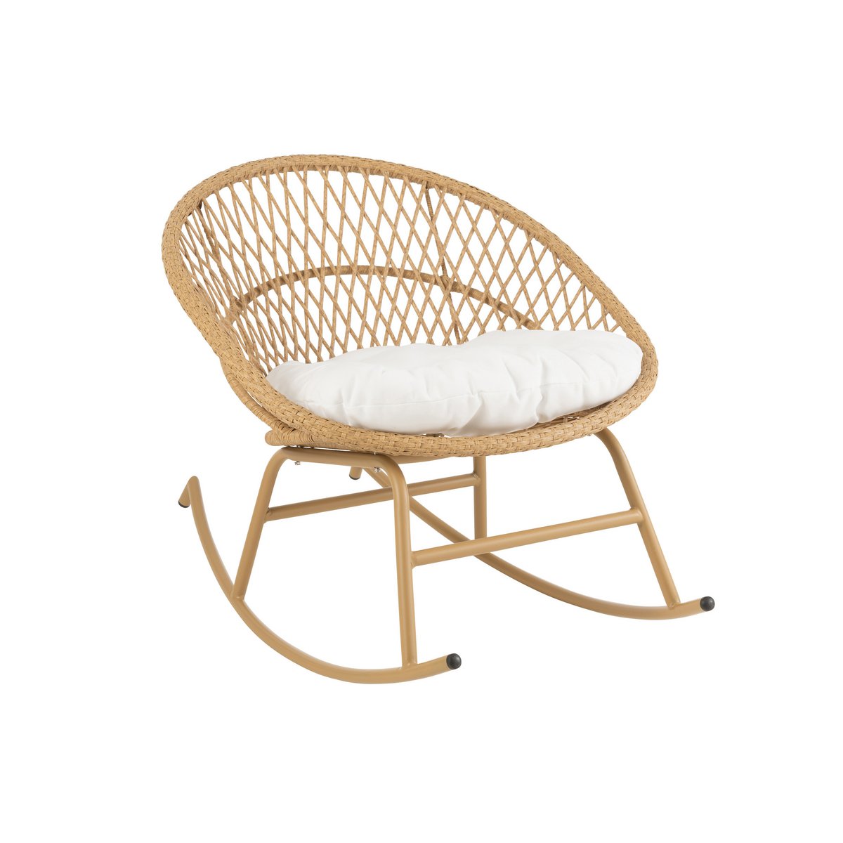 J-Line rocking chair + coussin Zayo - métal/osier - beige