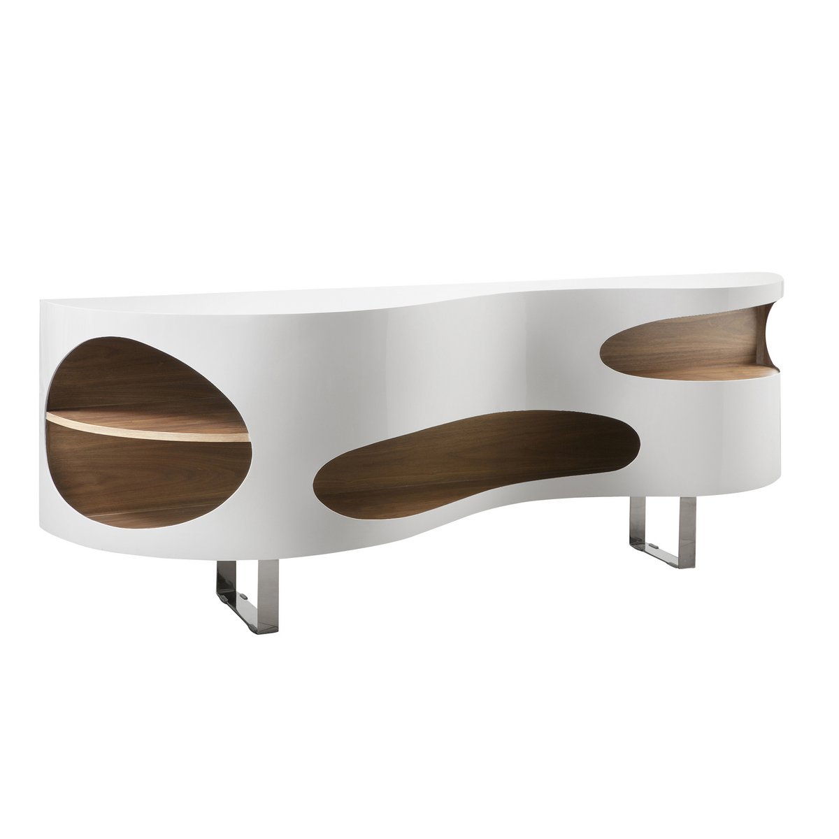 Buffet 200x50x75 cm blanc/noyer