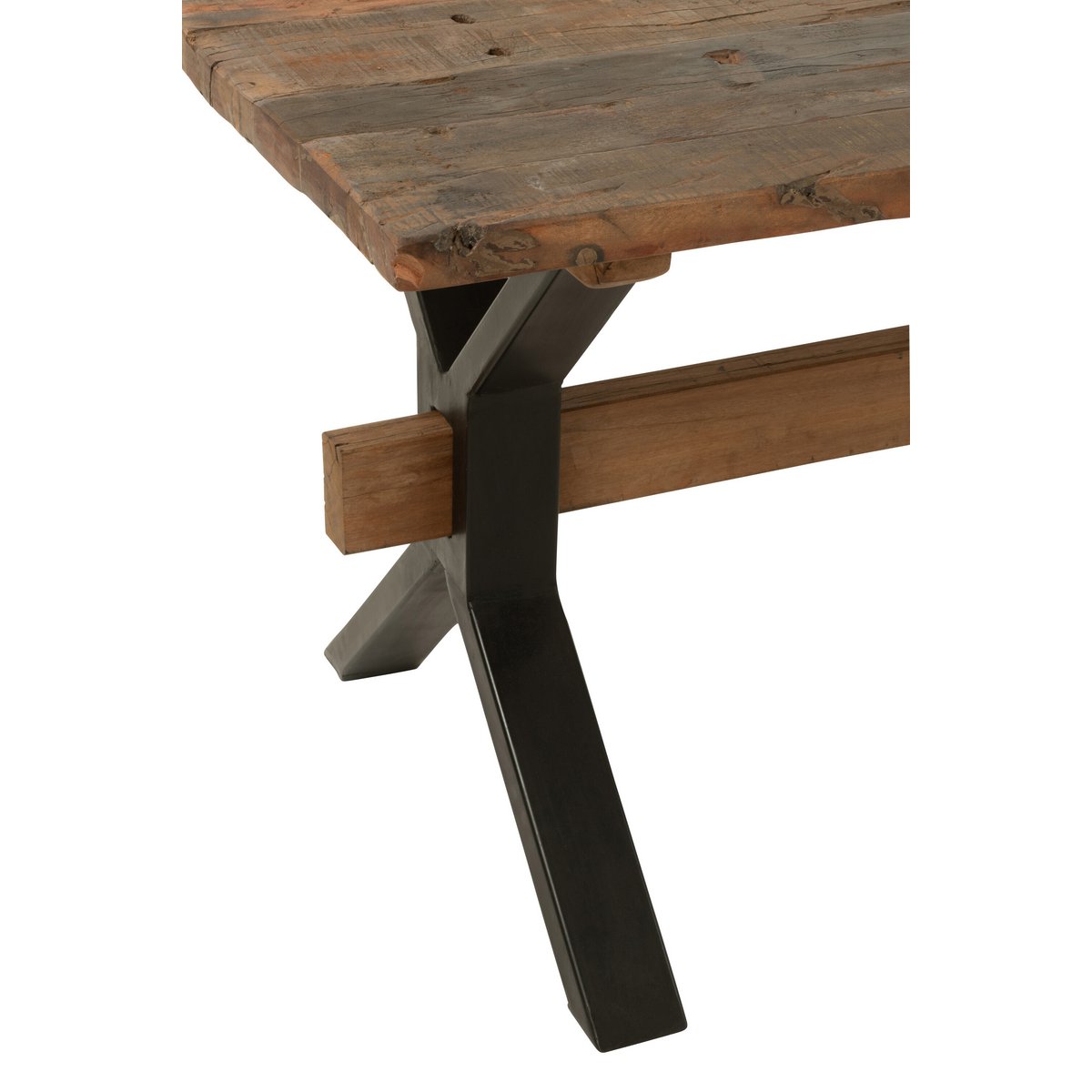 J-Line Table à Manger Bois Vieilli Marron