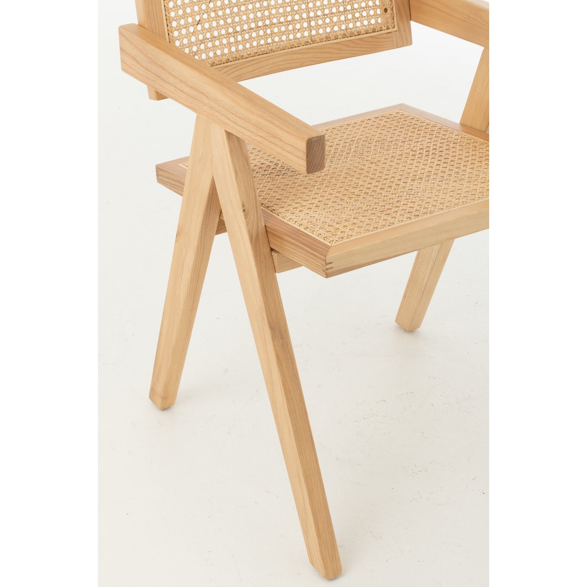 J-Line Chaise Treillis Bois de Frêne/Rotin Naturel