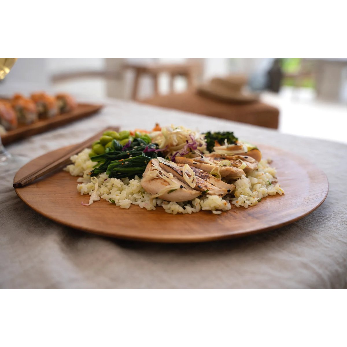 Assiette ronde en racine de teck - M