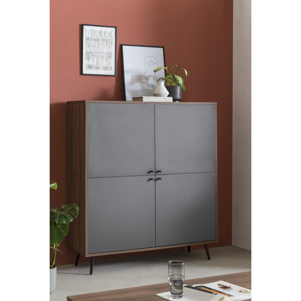 Buffet haut noyer/gris
