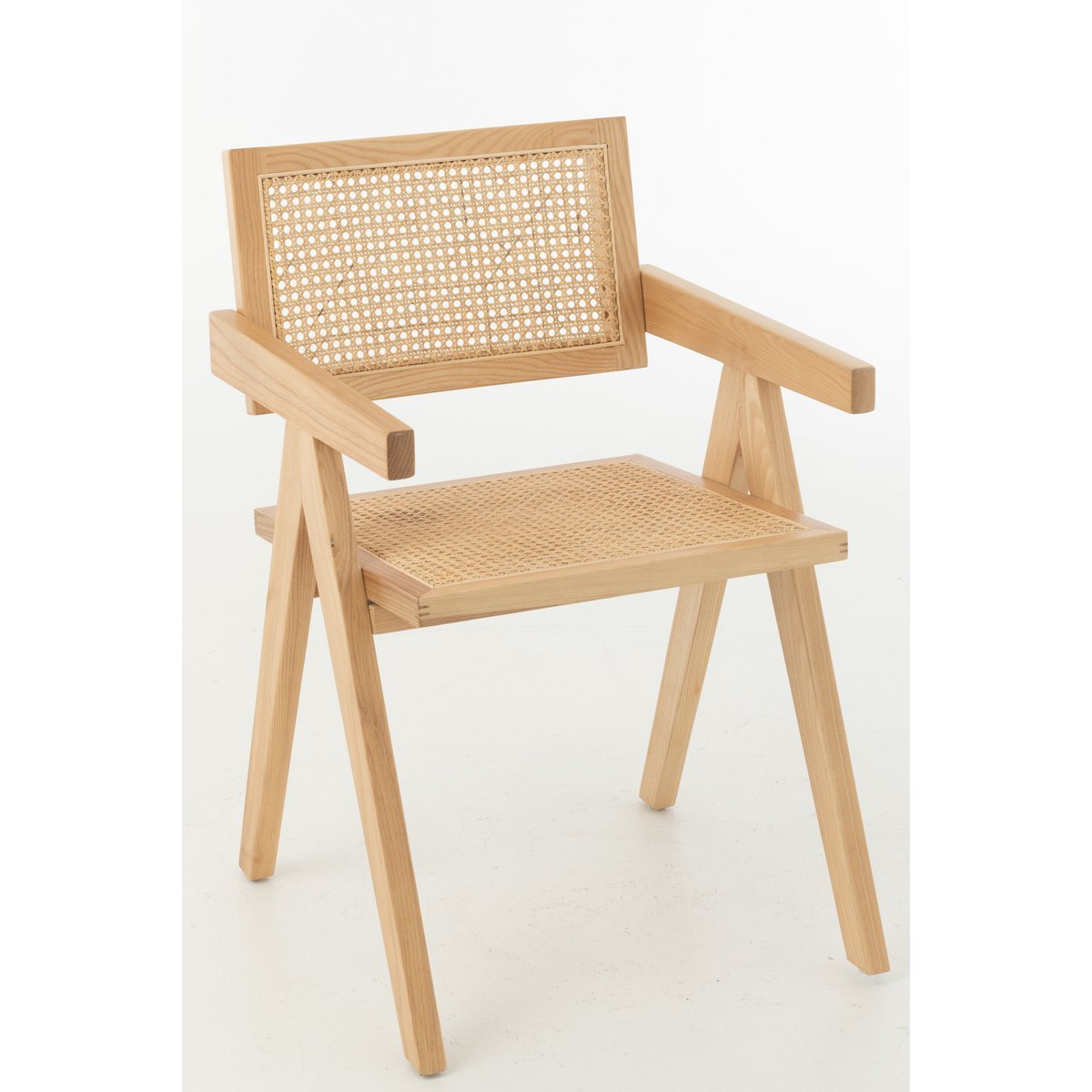 J-Line Chaise Treillis Bois de Frêne/Rotin Naturel