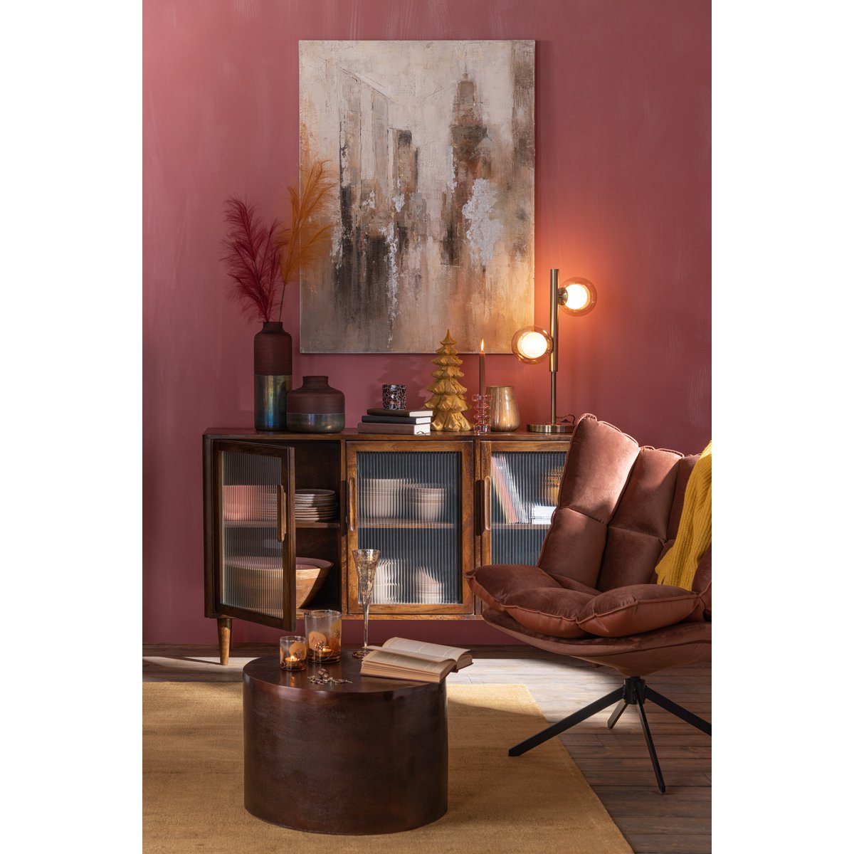 Vase J-Line Mat/Brillant - verre - rose - grand