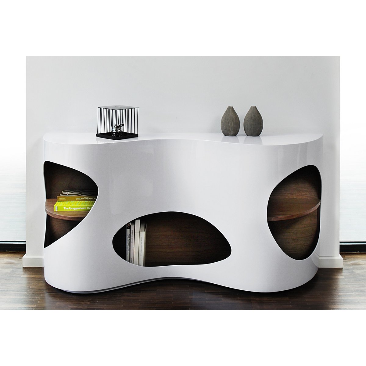 Buffet 150x40x75 cm blanc/noyer