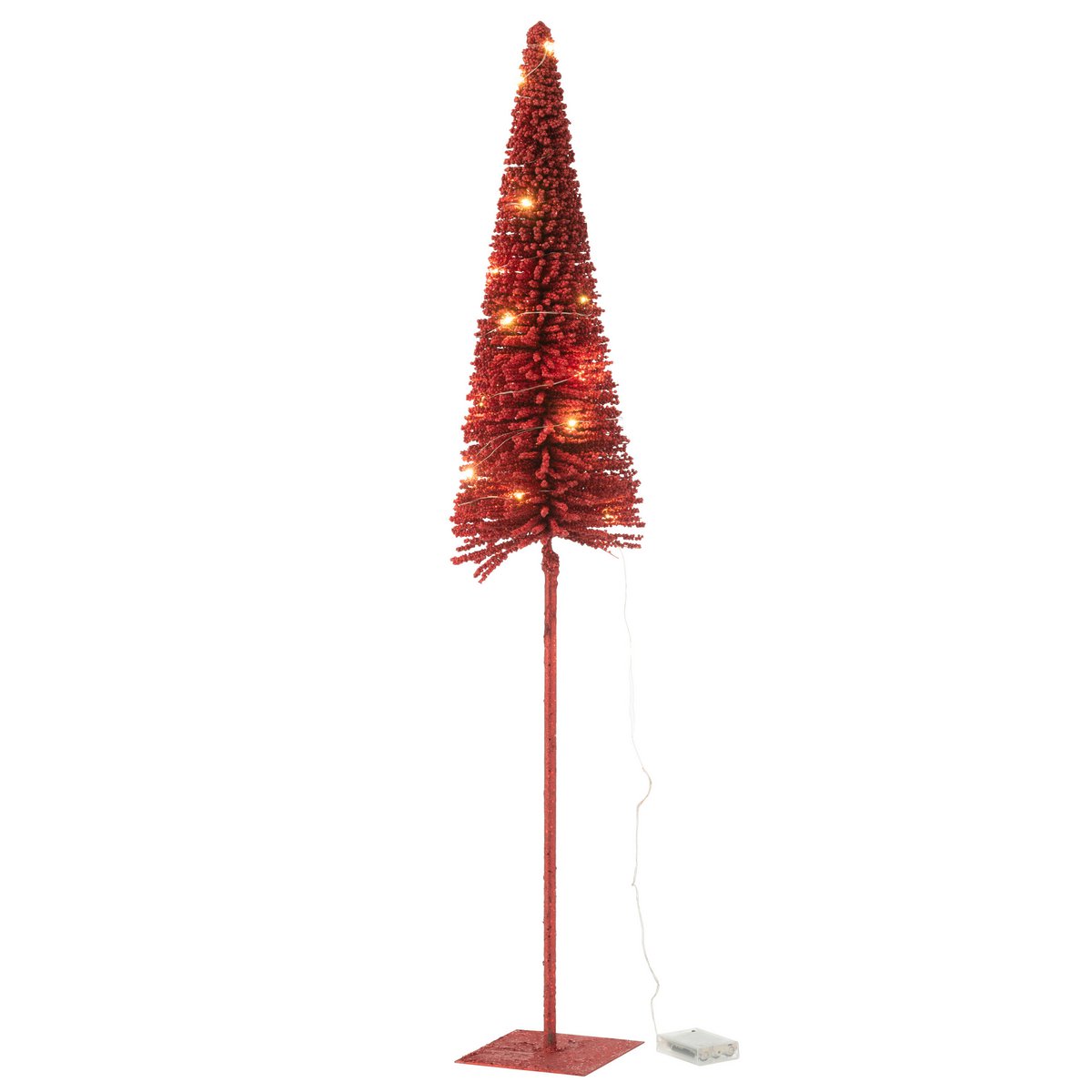 Sapin de Noël J-Line - plastique - rouge - lumières LED - grand