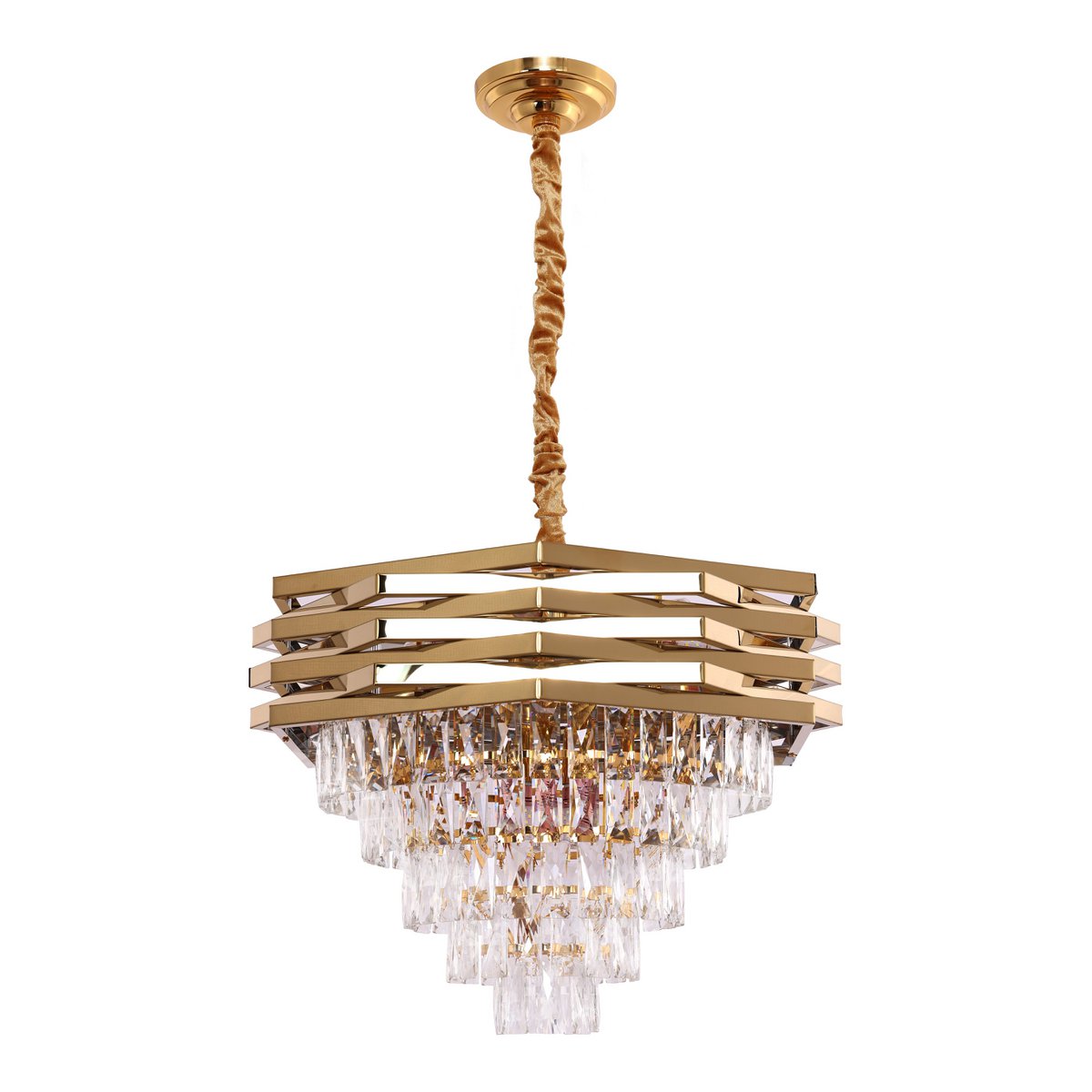 Lampe suspendue en or en cristal | 60 cm